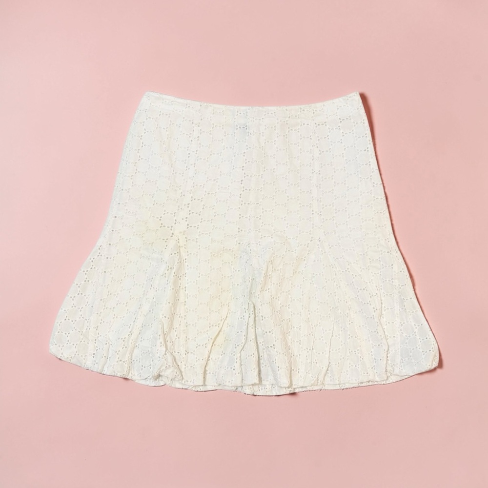 Club Monaco white eyelet frilled skirt #72